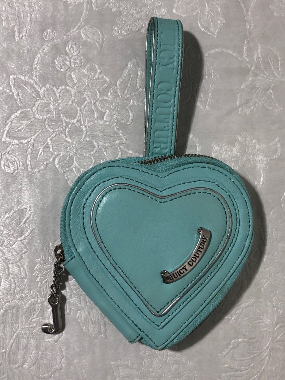 Juicy Couture Turquoise Leather Heart Wristlet